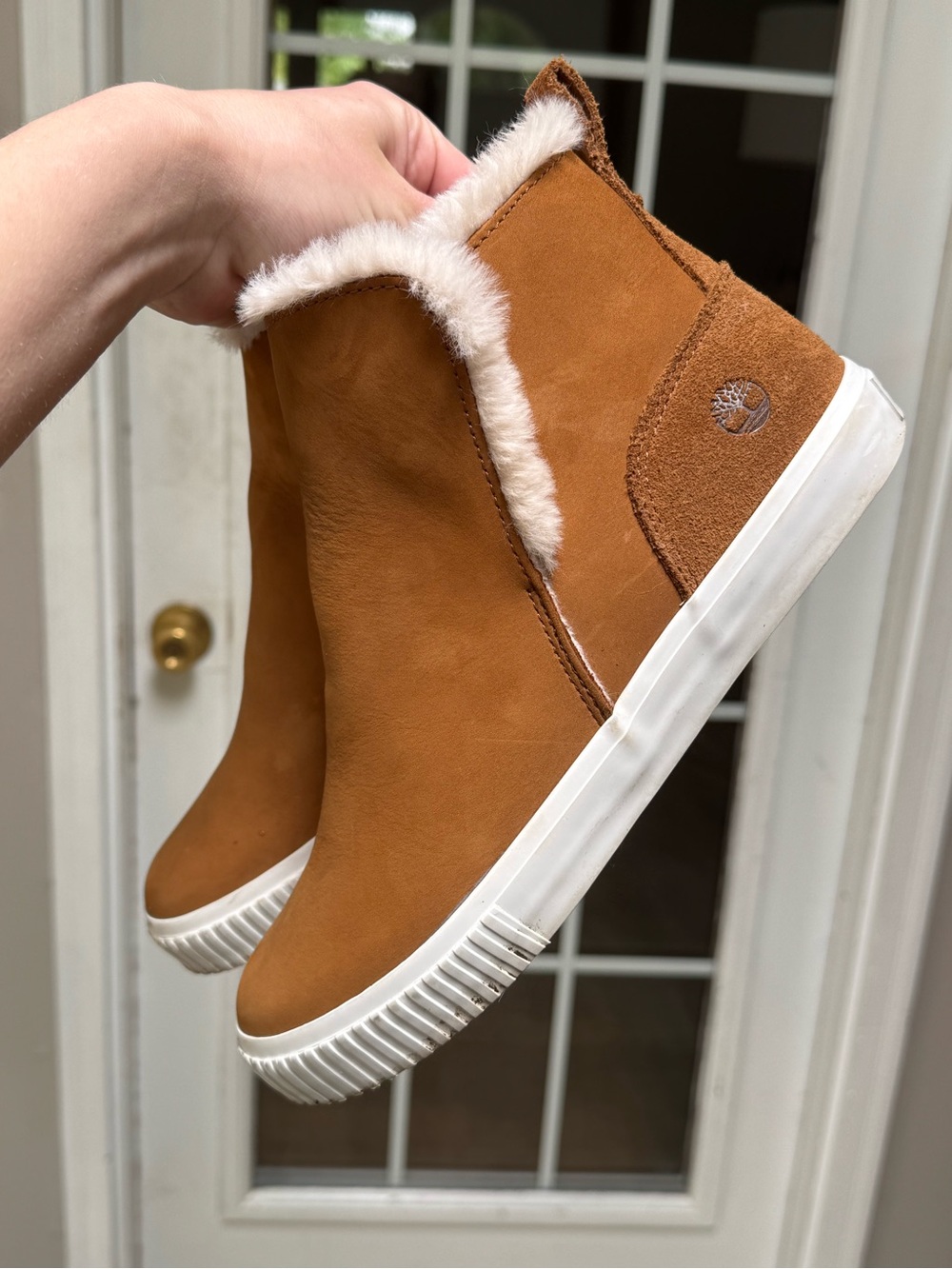Timberland Brown Suede Faux Fur Slip On Sneakers Womens Size 8 - Picture 4 of 12